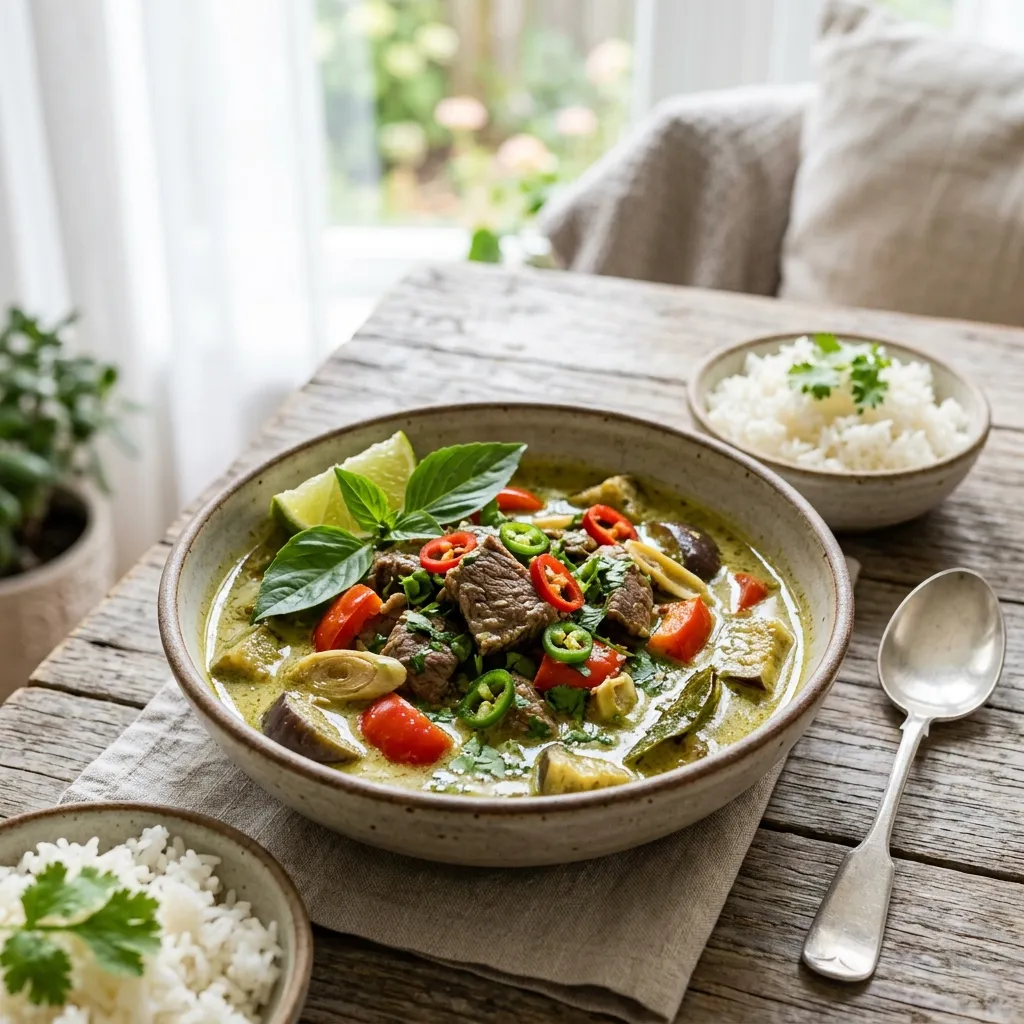 Thai Green Curry With Beef and Eggplant