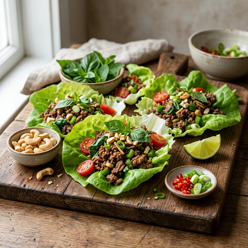 Thai Lettuce Wraps With Beef and Fresh Basil