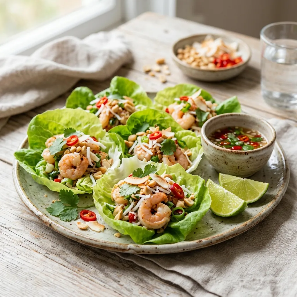 Thai Mini Shrimp Lettuce Wraps
