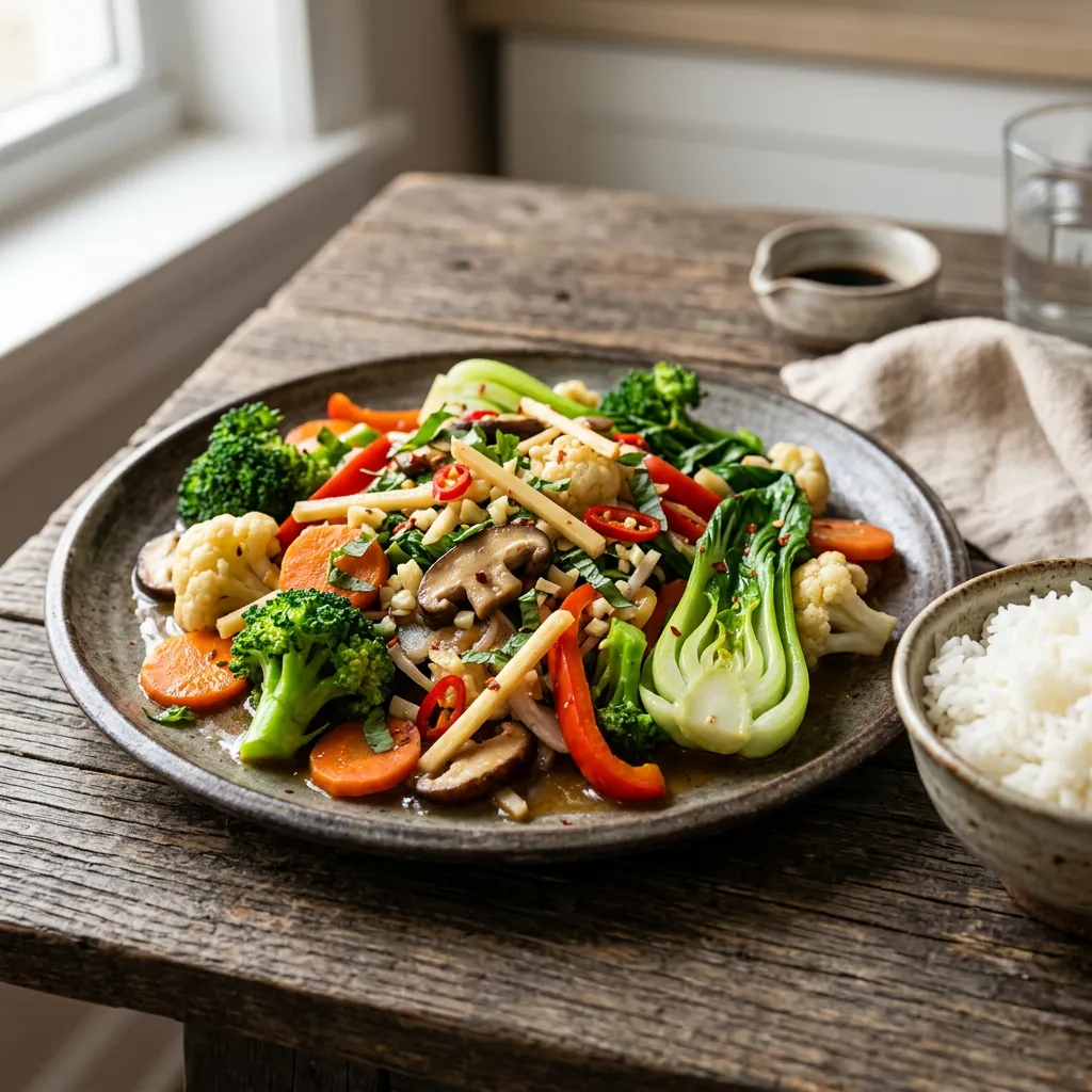 Thai Stir-Fried Vegetables With Garlic, Ginger, and Lime