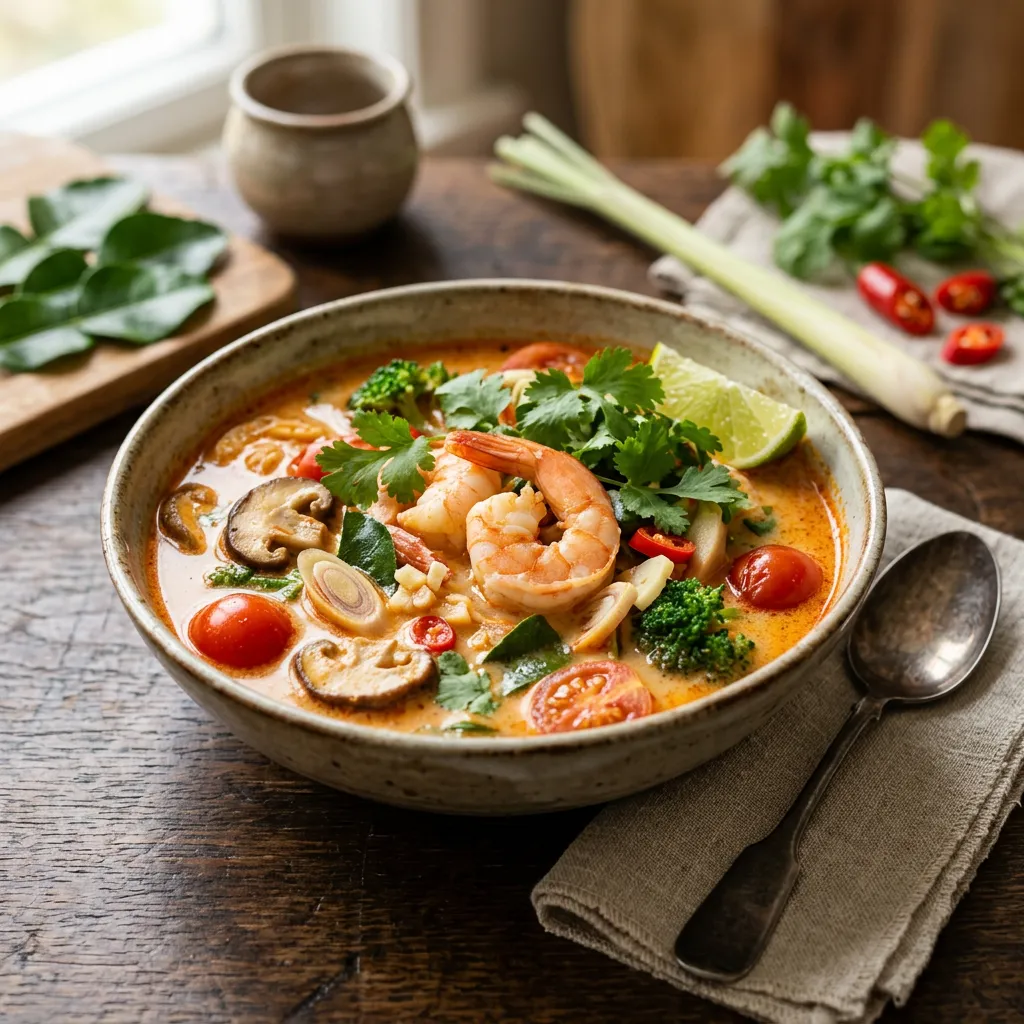 Thai Tom Yum Soup With Coconut Milk (Tom Kha)