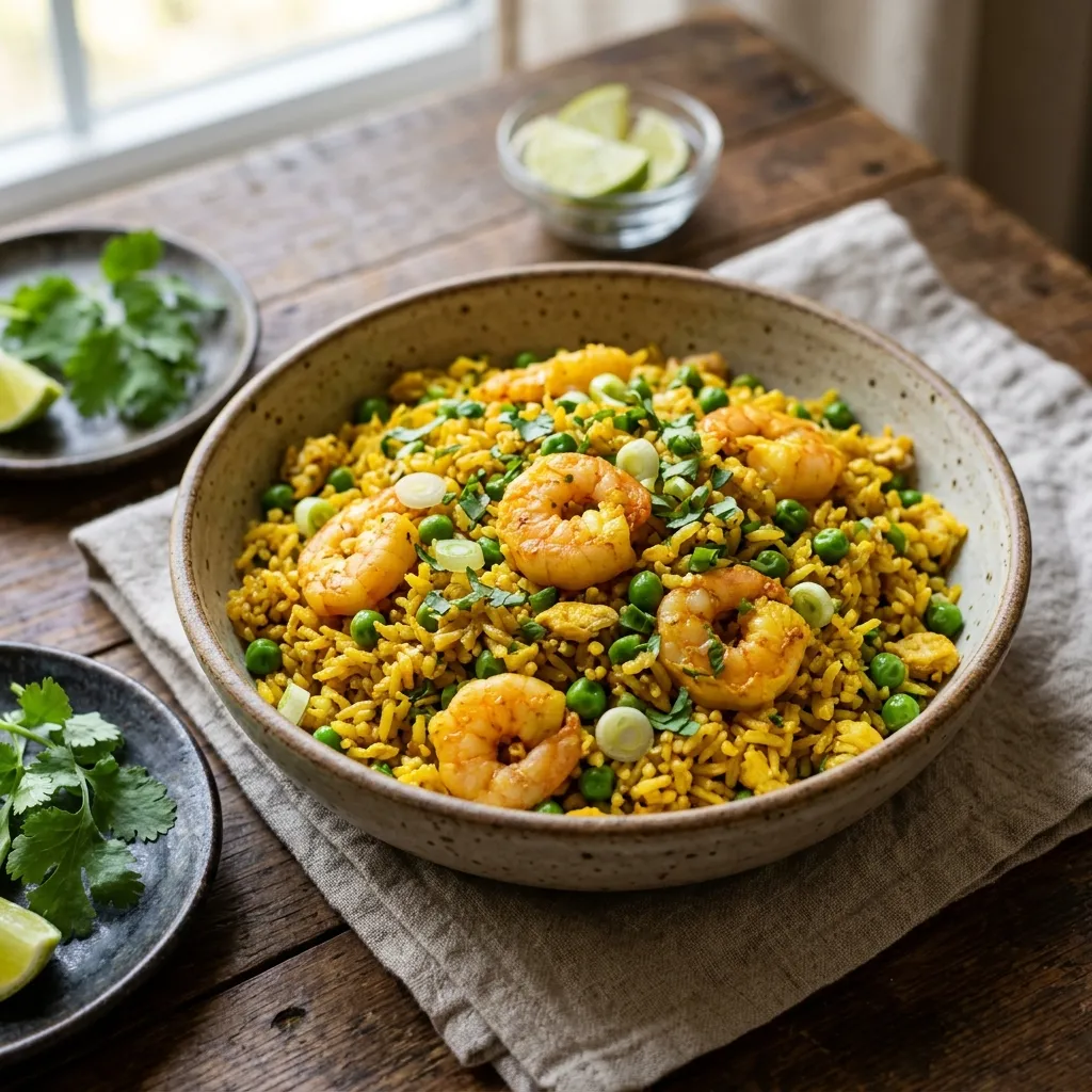 Thai Yellow Fried Rice With Shrimp