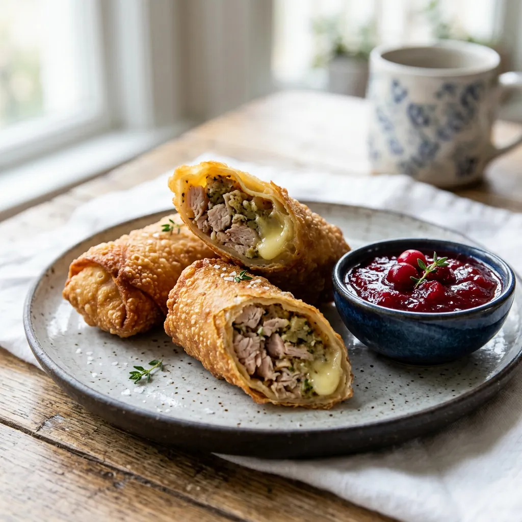 Thanksgiving Egg Rolls With Sweet-and-Sour Cranberry Sauce