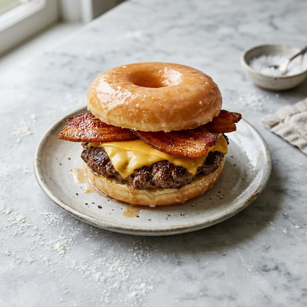 The Luther Burger: A Doughnut Bacon Cheeseburger