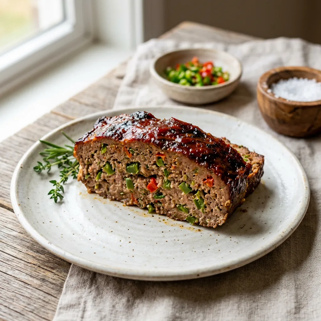 Finished Three Green Chile Meatloaf Recipe dish