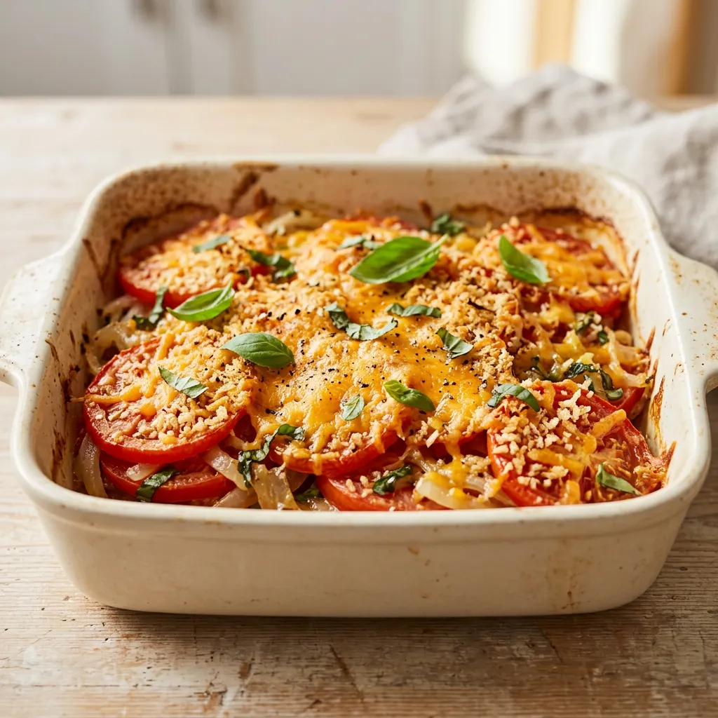 Tomato Casserole With Onions and Cheese