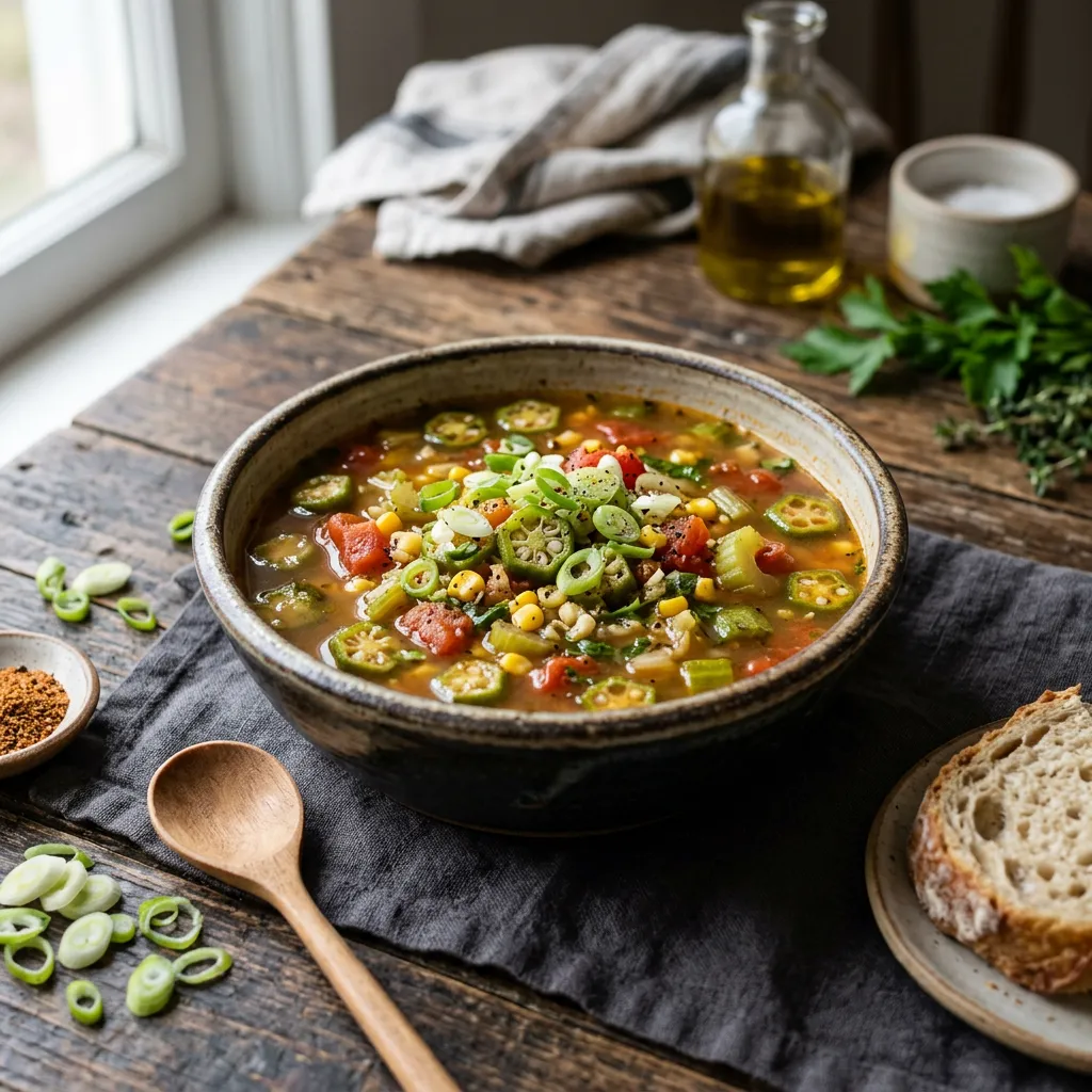 Tomato, Corn, and Okra Soup
