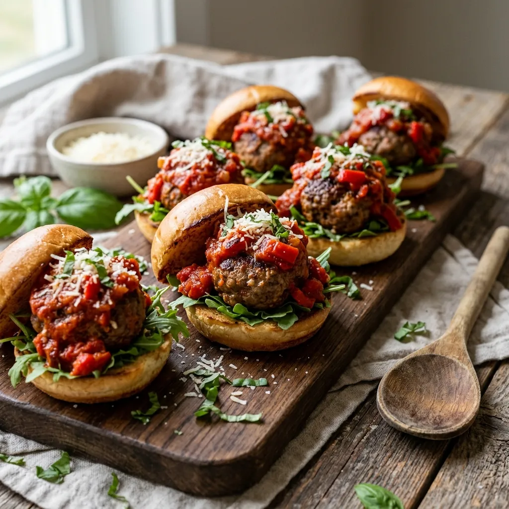 Tomato-Roasted Red Pepper Meatball Sliders