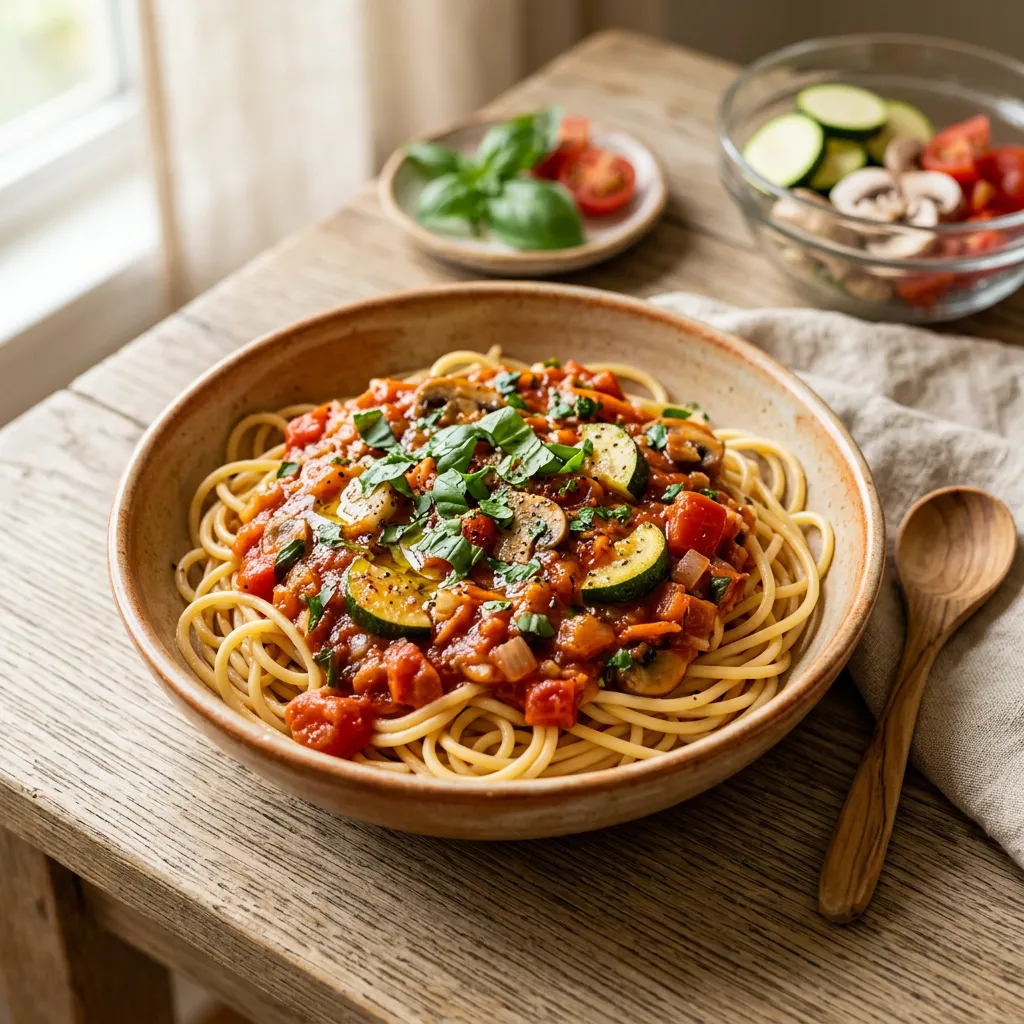 Tomato Sauce With Fresh Vegetables and Basil