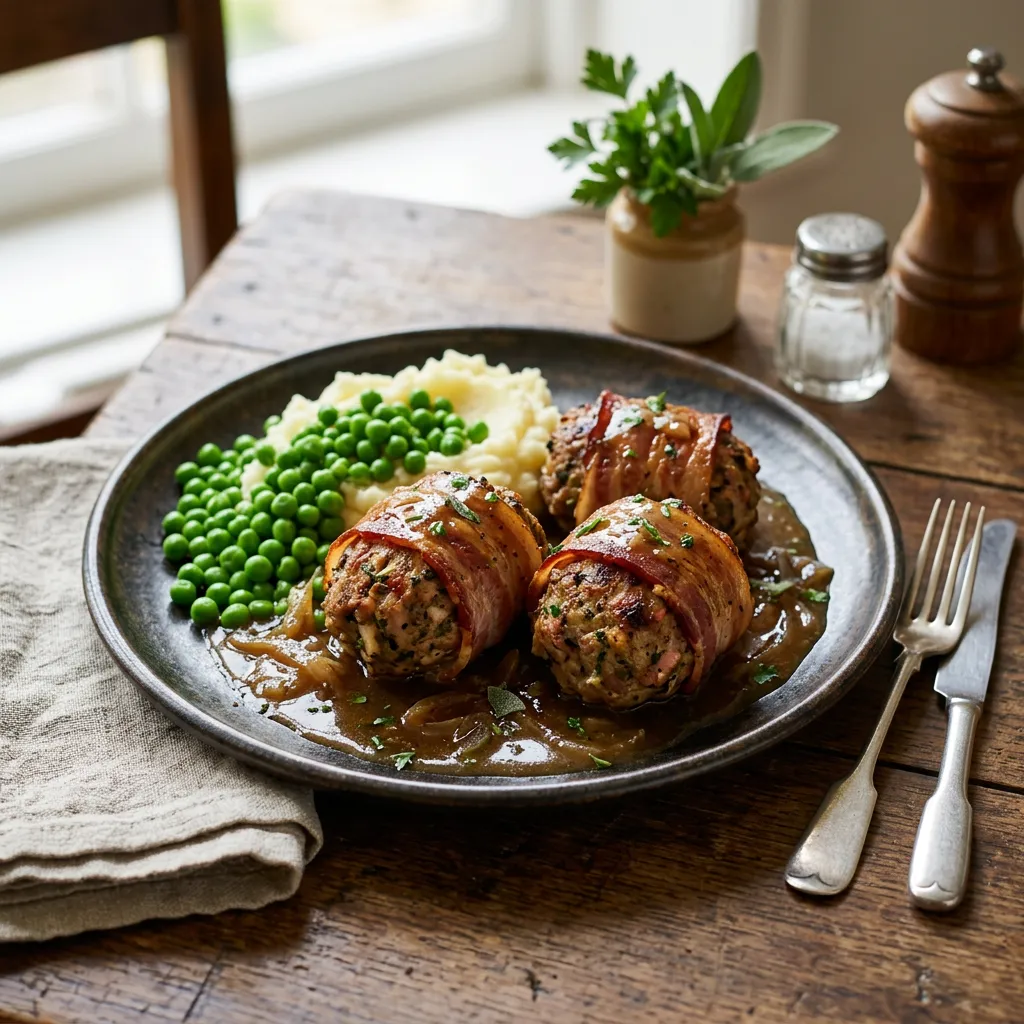 Traditional British Faggots Made with Pork and Offal
