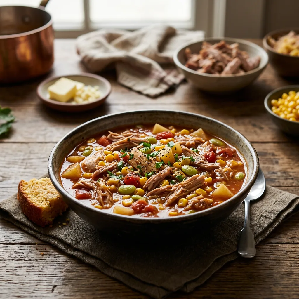 Traditional Brunswick Stew With Pork and Chicken