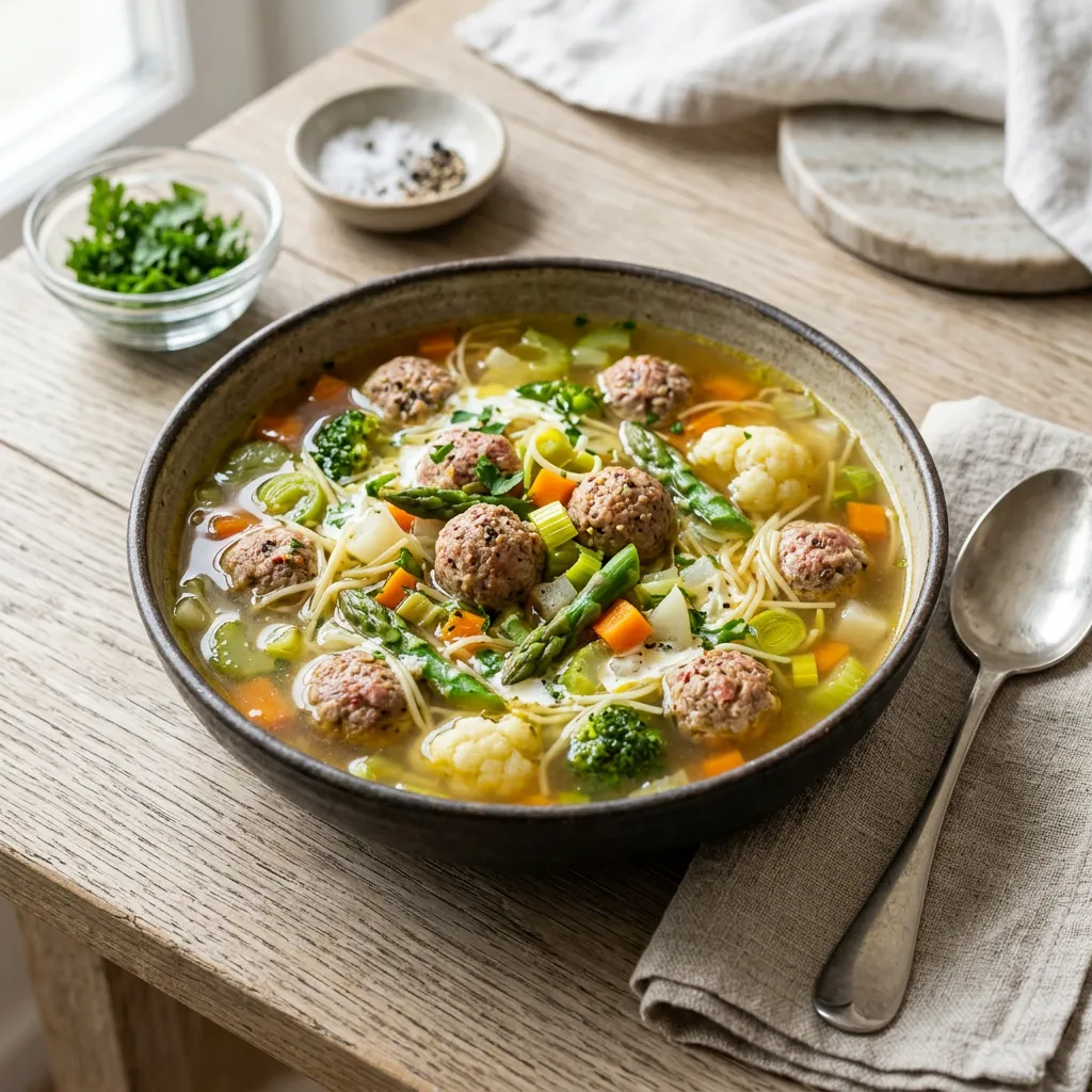 Traditional Dutch Vegetable Soup With Veal Meatballs Recipe