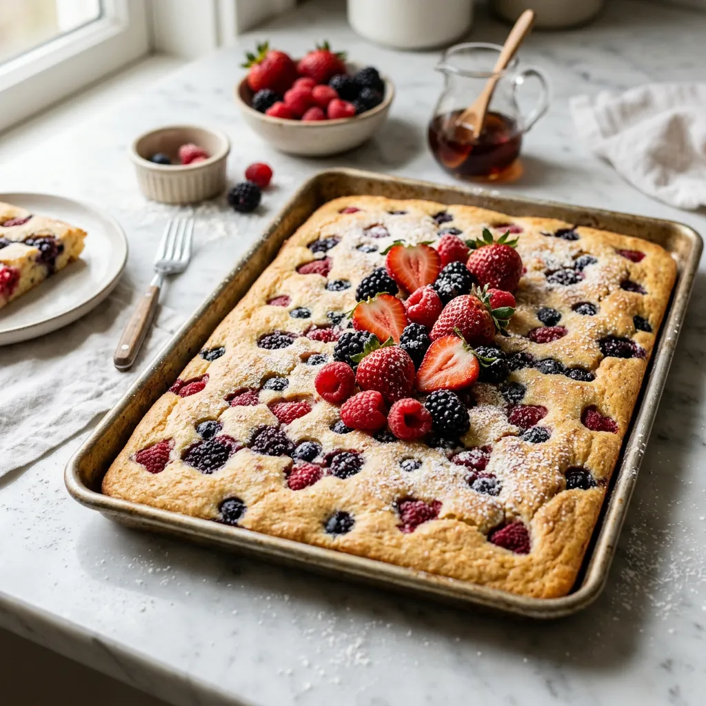 Triple Berry Sheet Pan Pancakes