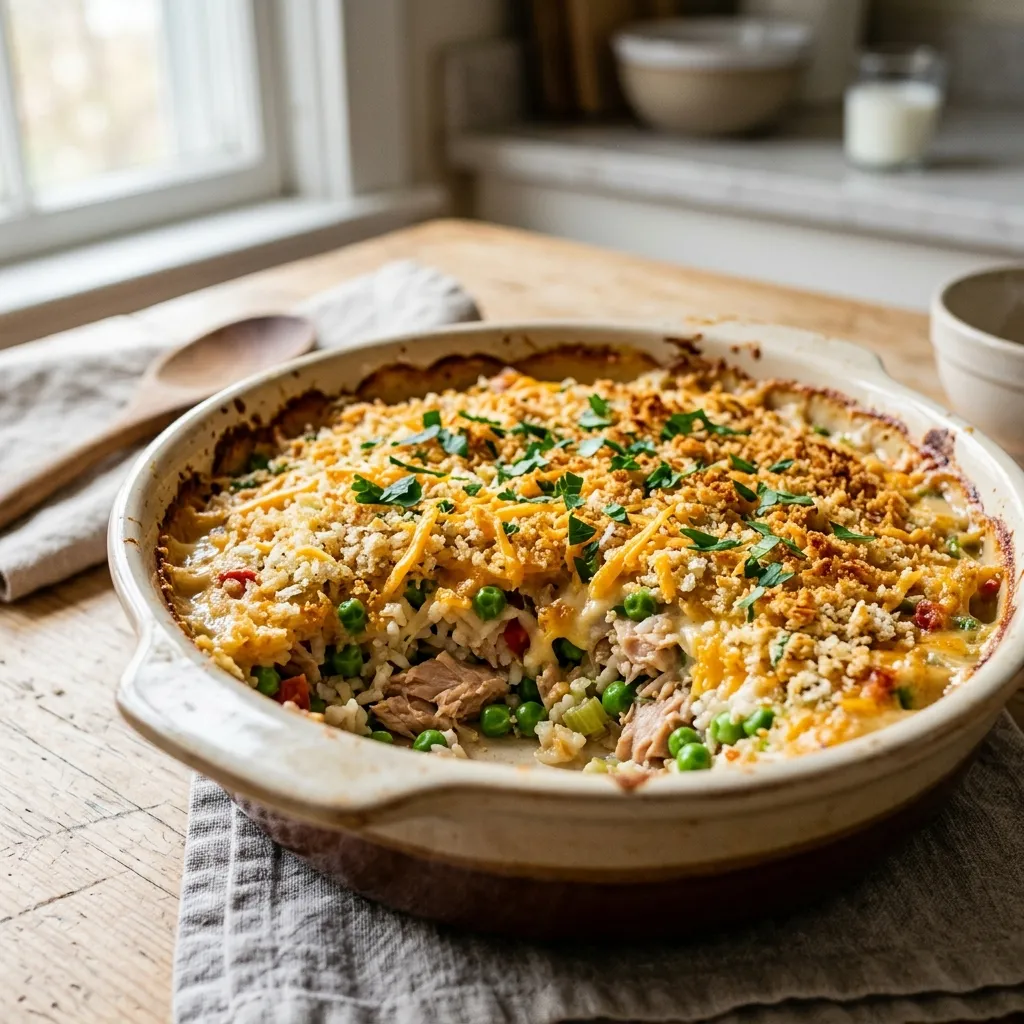 Tuna, Cheese, and Rice Casserole