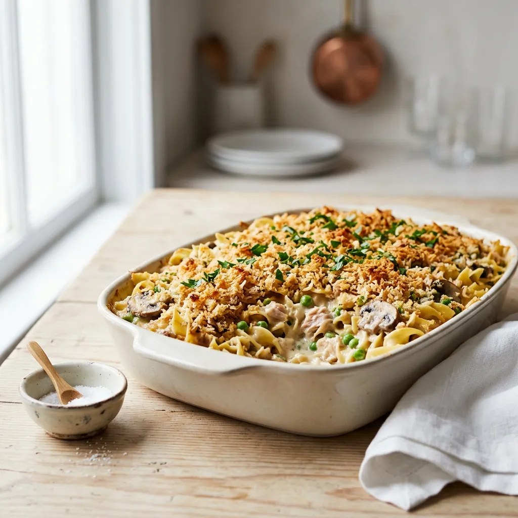 Finished Tuna Noodle Casserole dish