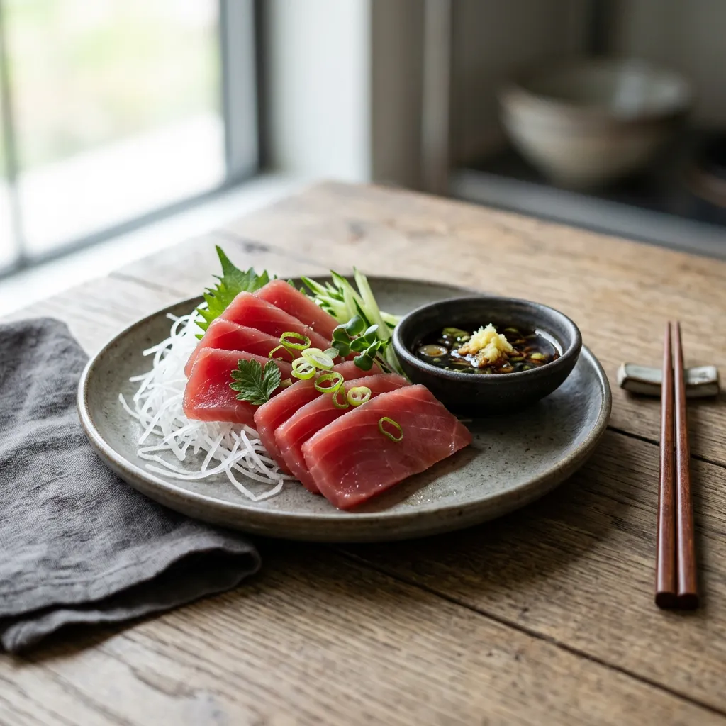 Tuna Sashimi With Daikon and Ginger