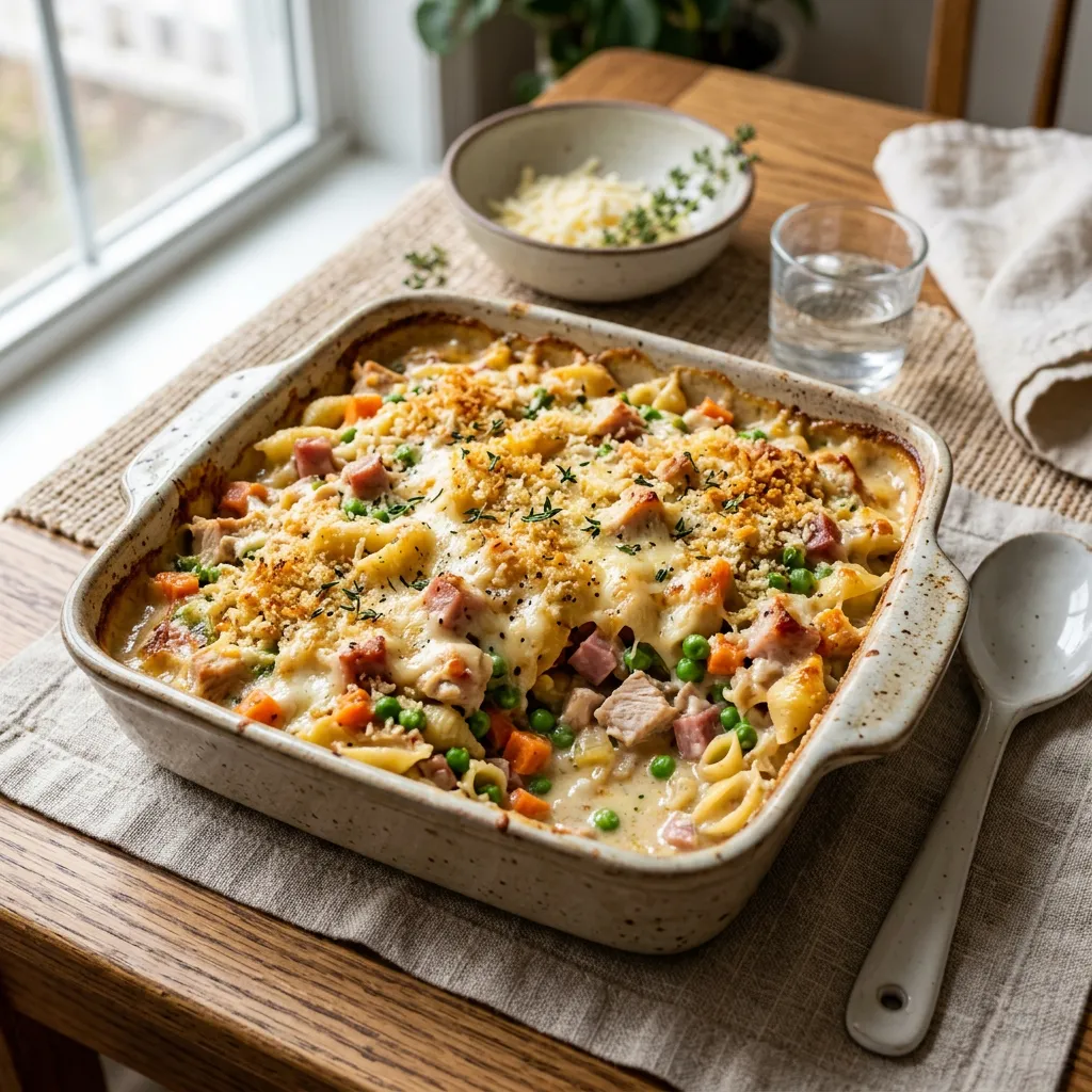 Turkey, Ham, and Swiss Casserole Recipe