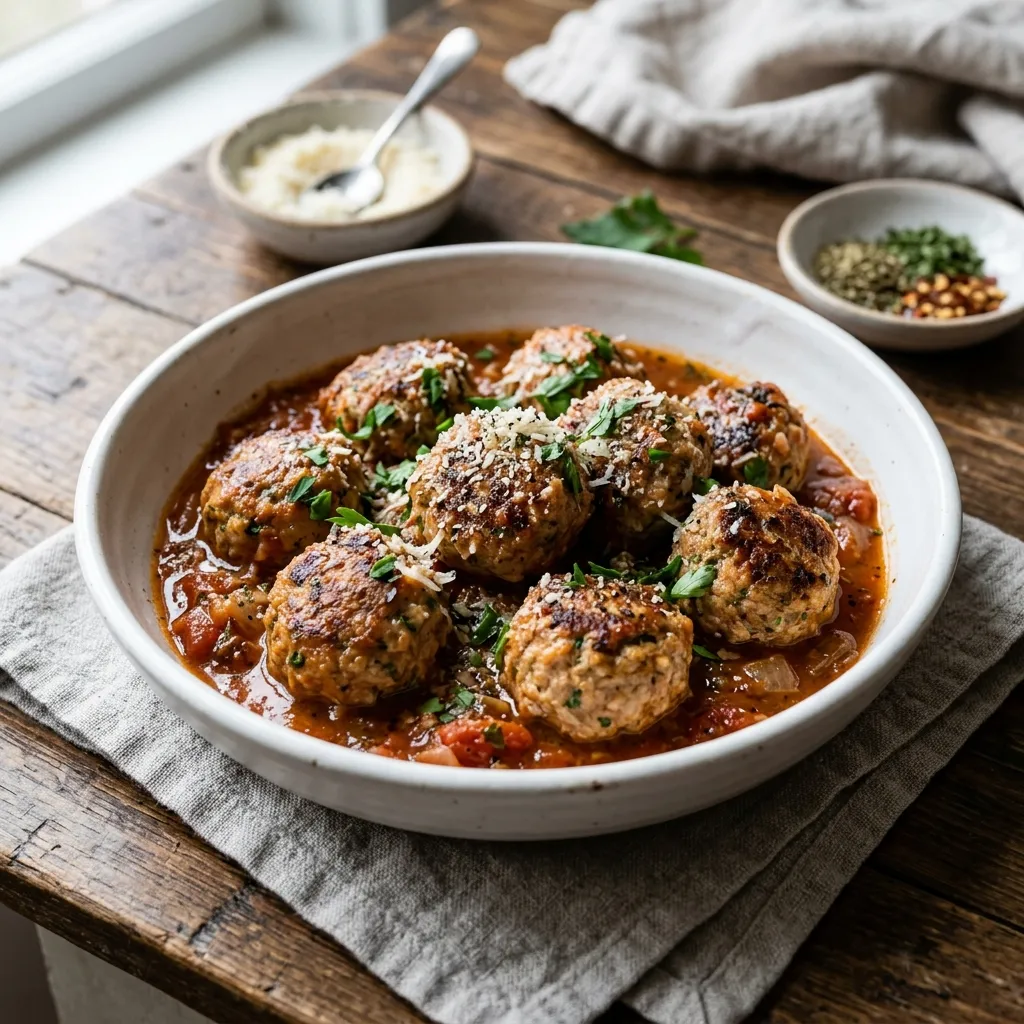 Turkey Meatballs Baked With Parmesan Cheese