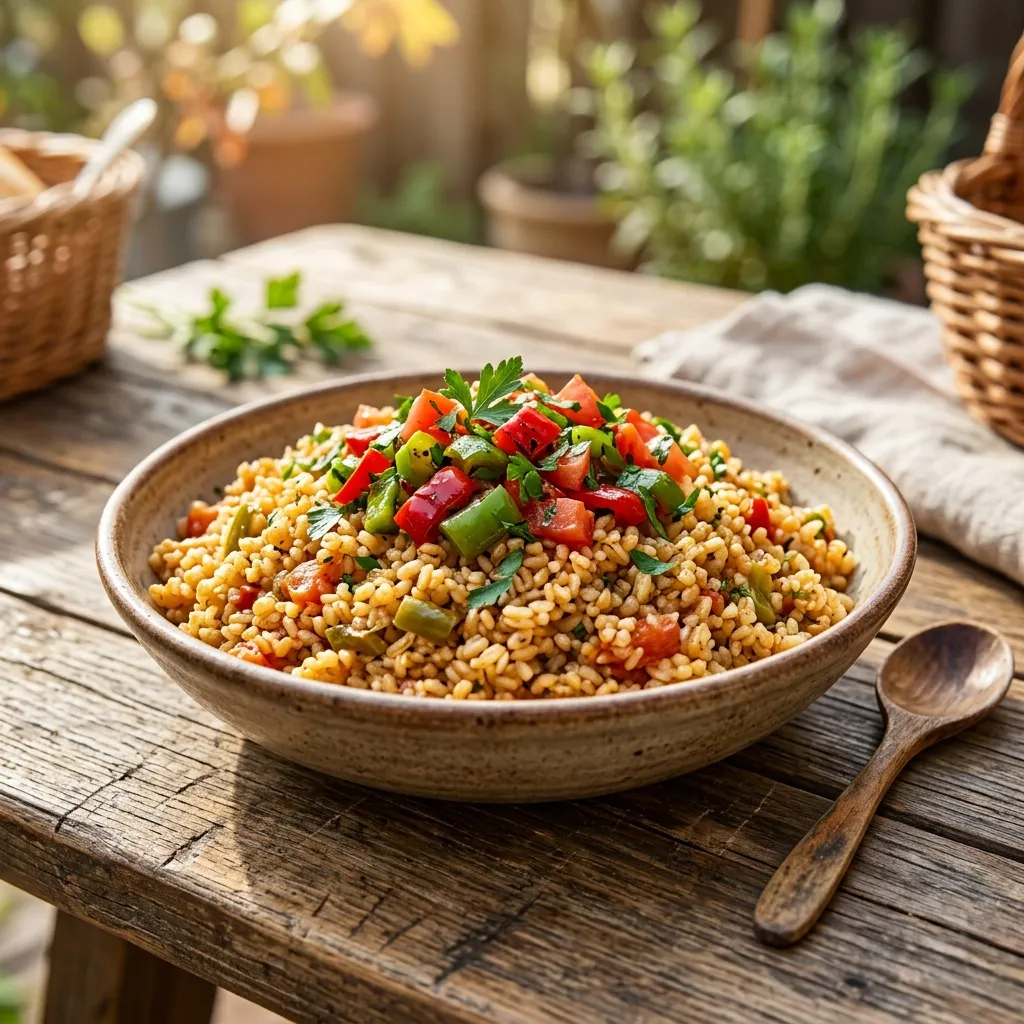 Turkish Bulgur and Vegetable Pilaf