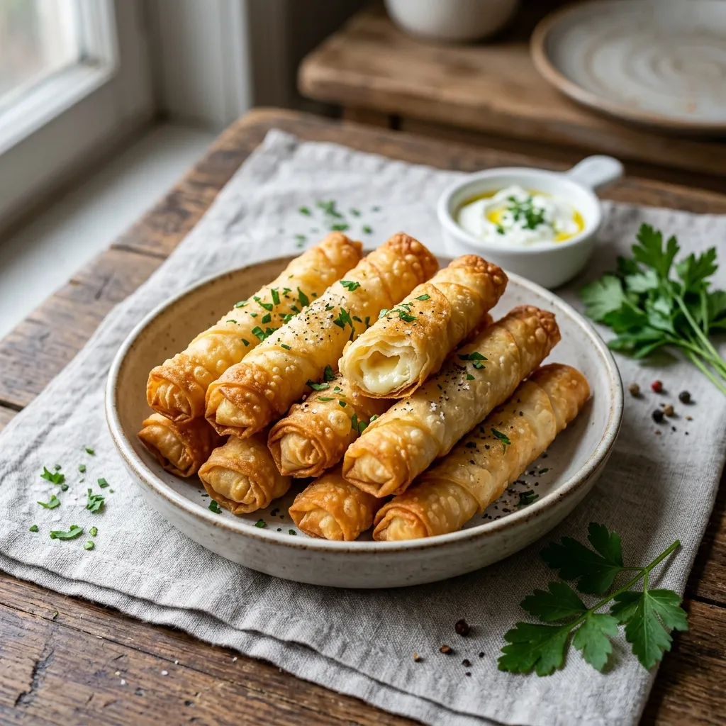 Turkish Fried Feta Rolls, or 