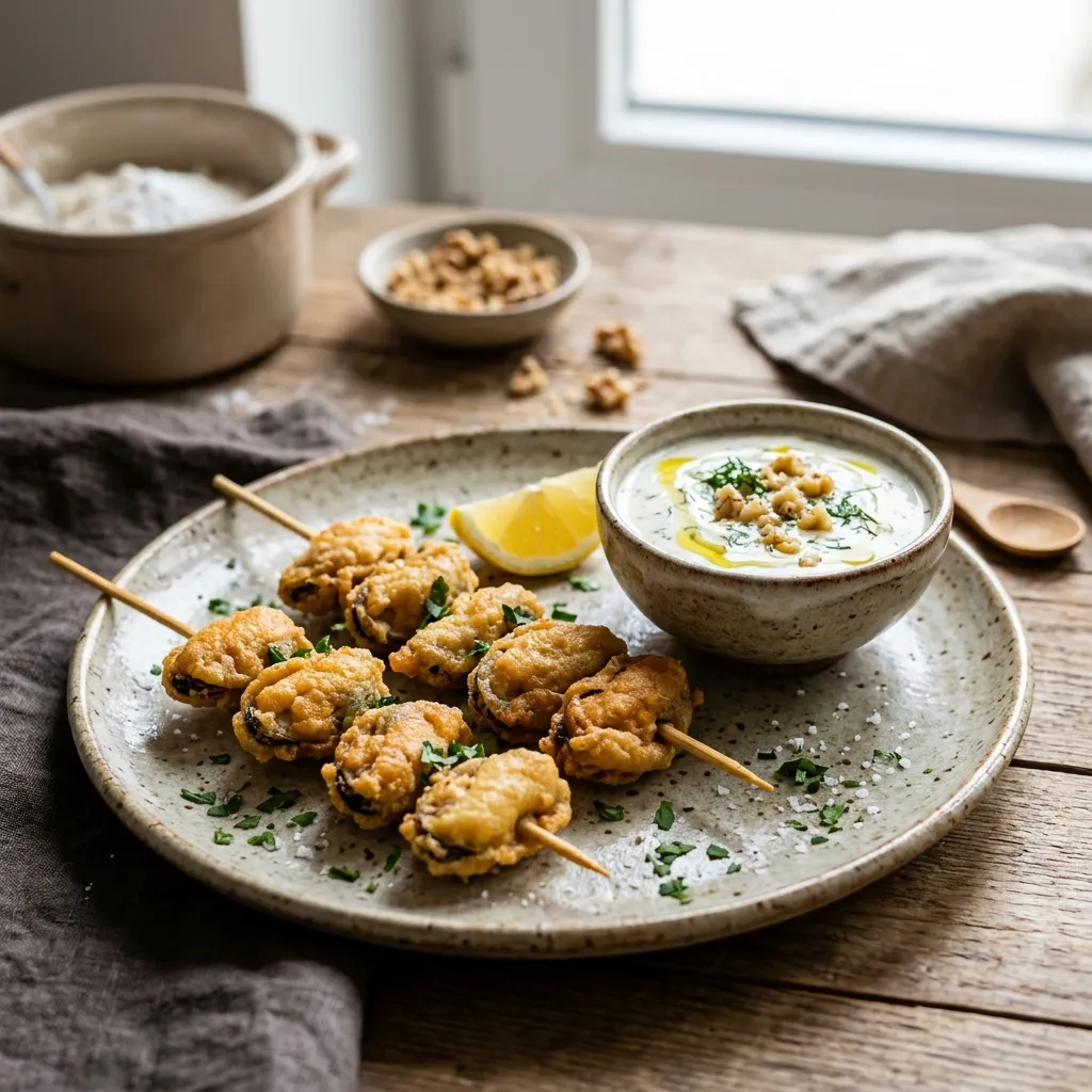 Turkish Fried Mussels With ‘Tarator’ Sauce, Or 'Midye Tava'
