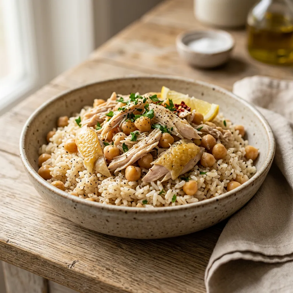 Turkish Rice Pilaf With Chicken and Chick Peas
