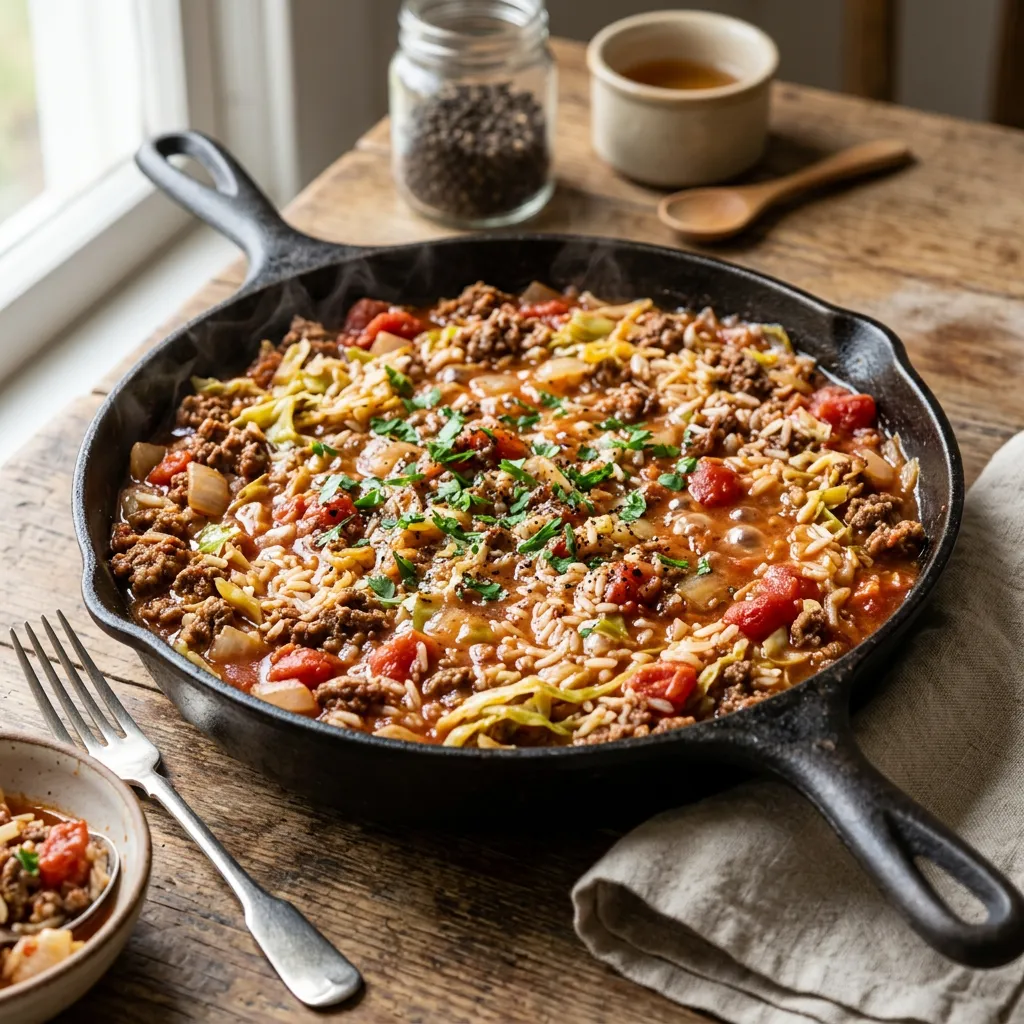 Unstuffed Cabbage Rolls in a Skillet