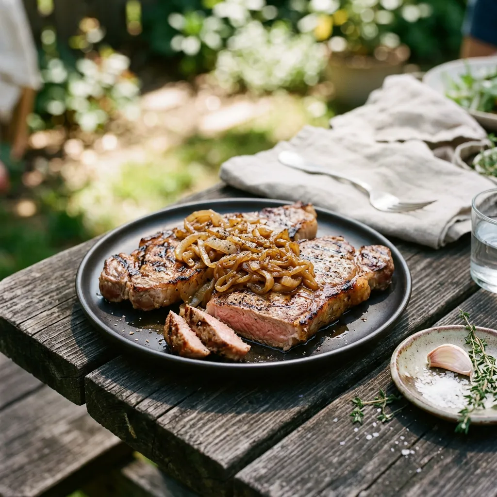 Veal Steaks With Caramelized Onions