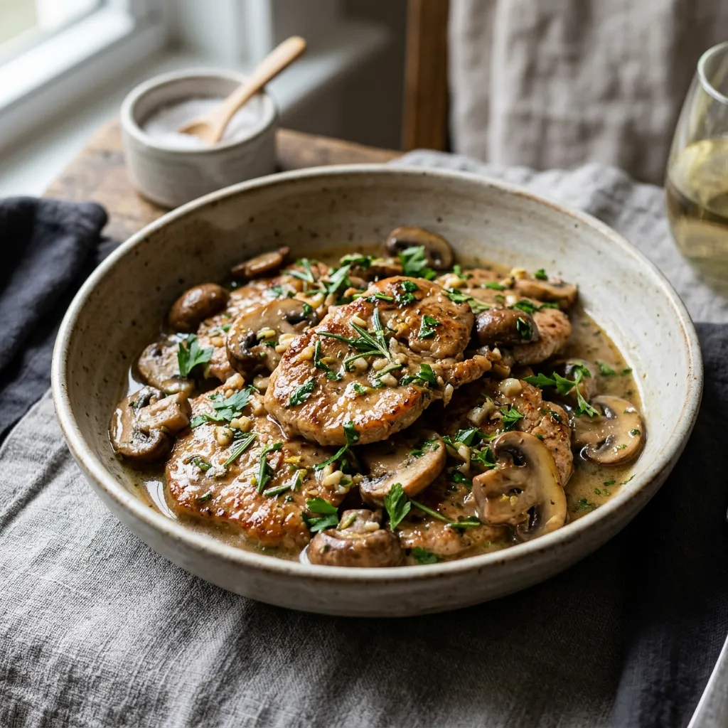 Veal With Lemon and Mushrooms