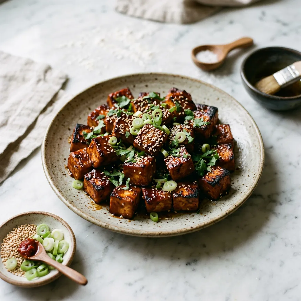 Vegan Baked Korean BBQ Tofu Recipe