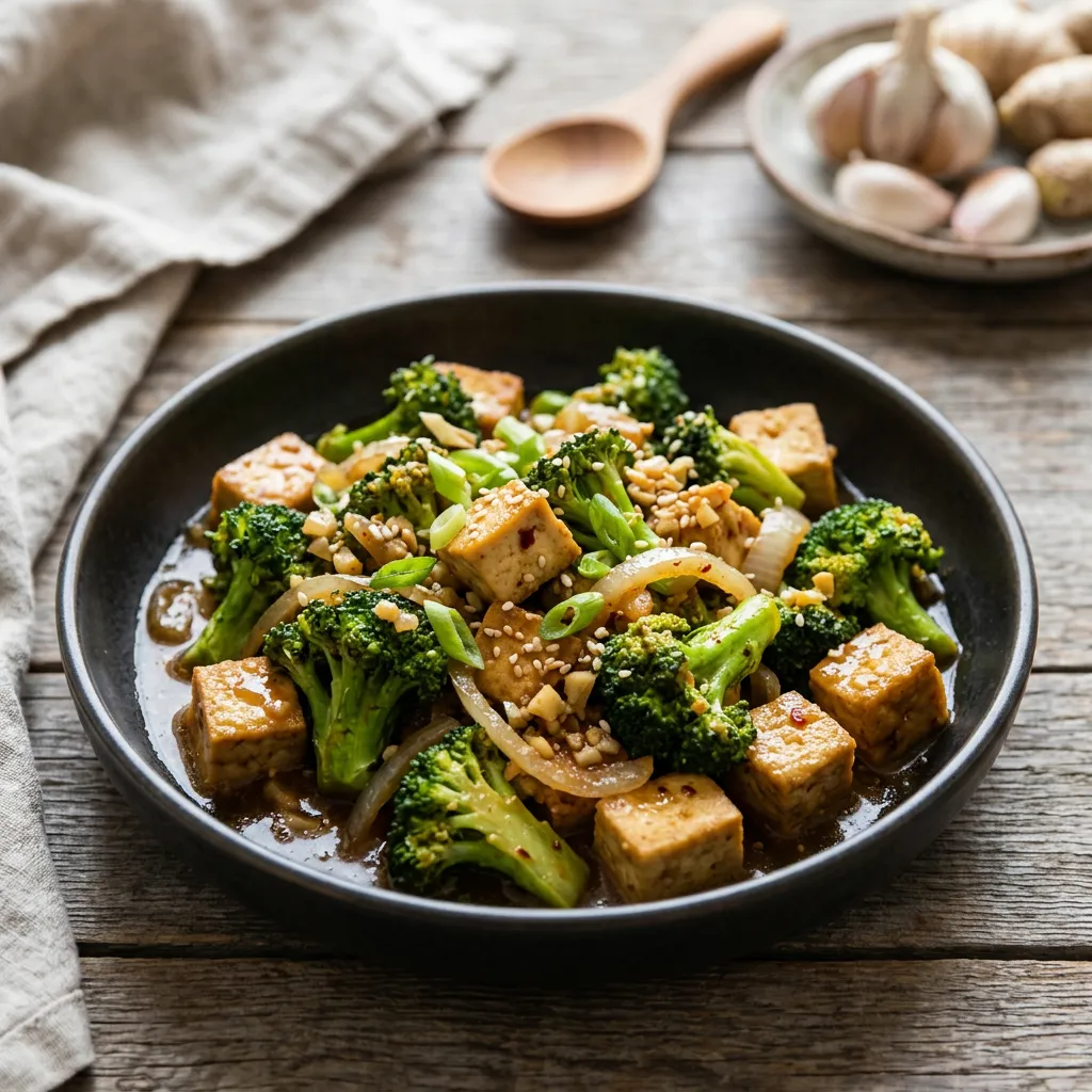 Vegan Broccoli and Tofu in Garlic Sauce Recipe