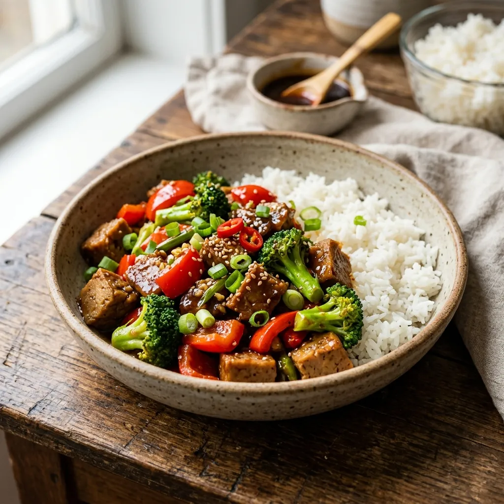 Vegan Chinese Vegetable and Seitan Stir-Fry Recipe