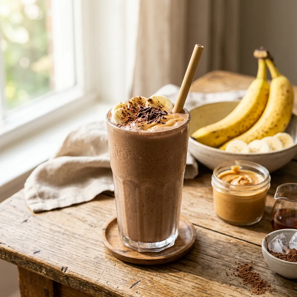 Vegan Chocolate Peanut Butter Banana Smoothie