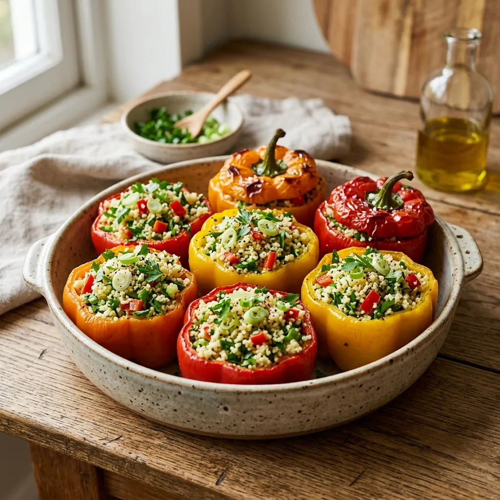 Vegan Couscous Stuffed Bell Peppers