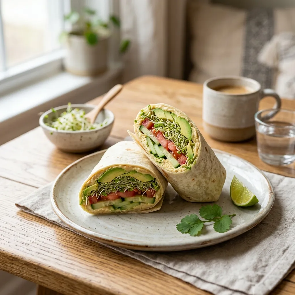 Vegan Hummus Avocado Wrap