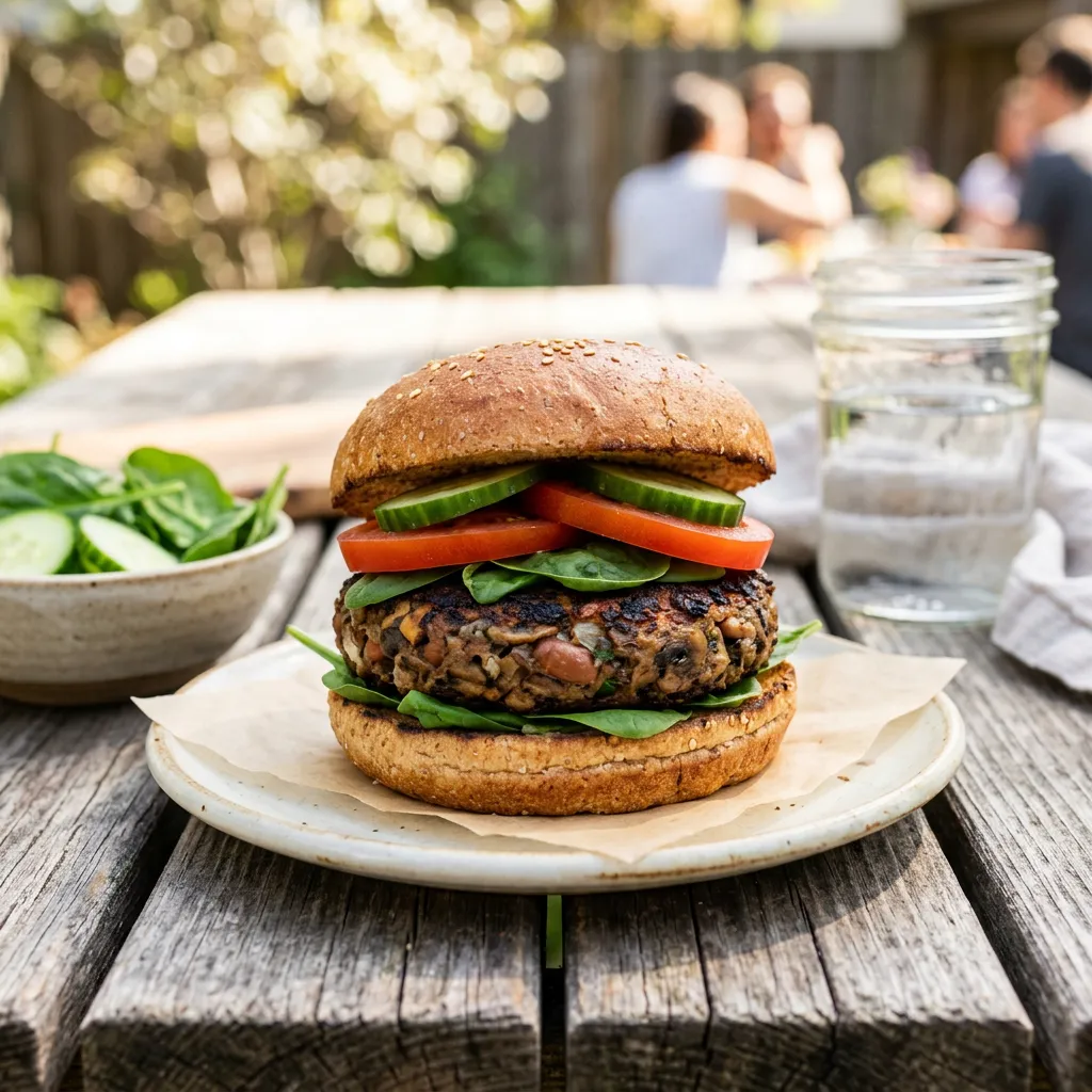 Vegan Mushroom Bean Burger