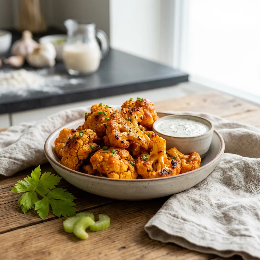 Vegan Oven-Roasted Cauliflower Buffalo Wings
