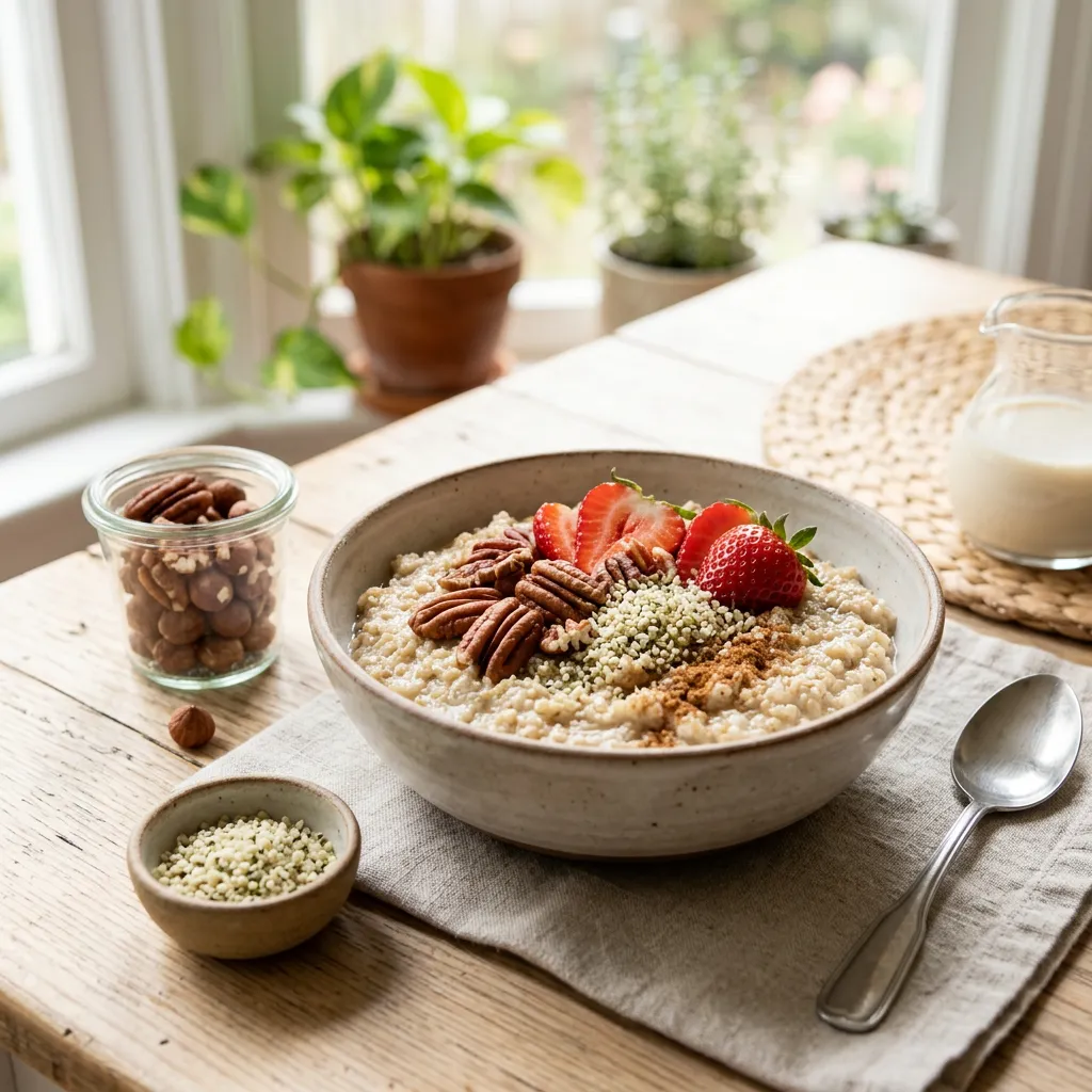Vegan Quinoa Breakfast Porridge With Strawberries