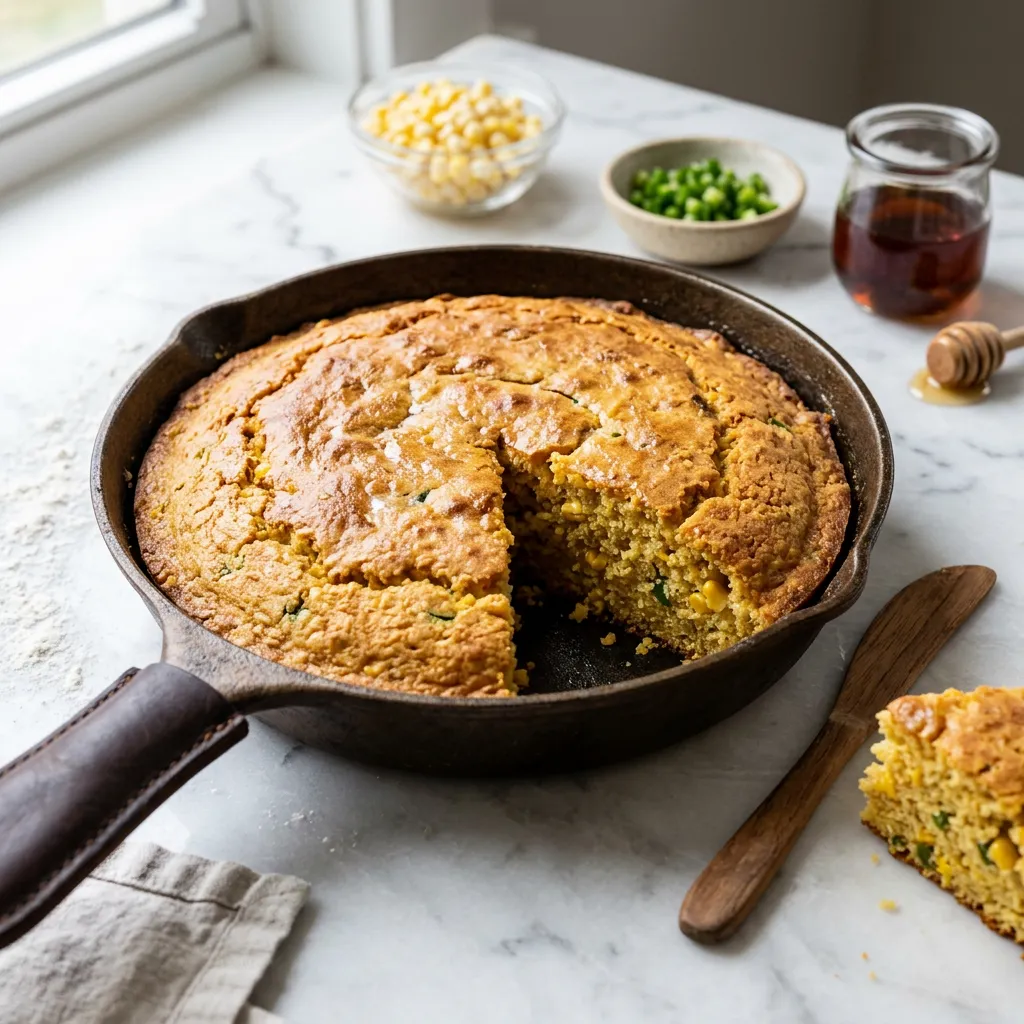Vegan Skillet Cornbread With Jalapeños