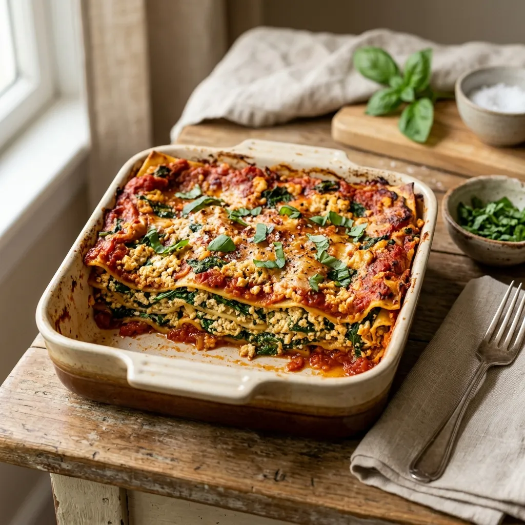 Vegan Tofu Lasagna With Spinach Recipe