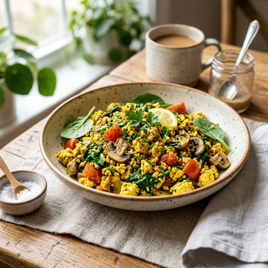 Vegan Tofu Scramble With Spinach