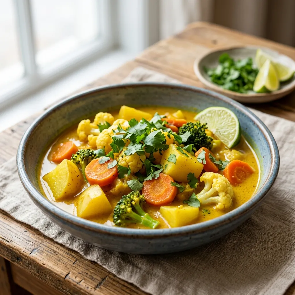 Vegan Yellow Thai Curry With Mixed Vegetables