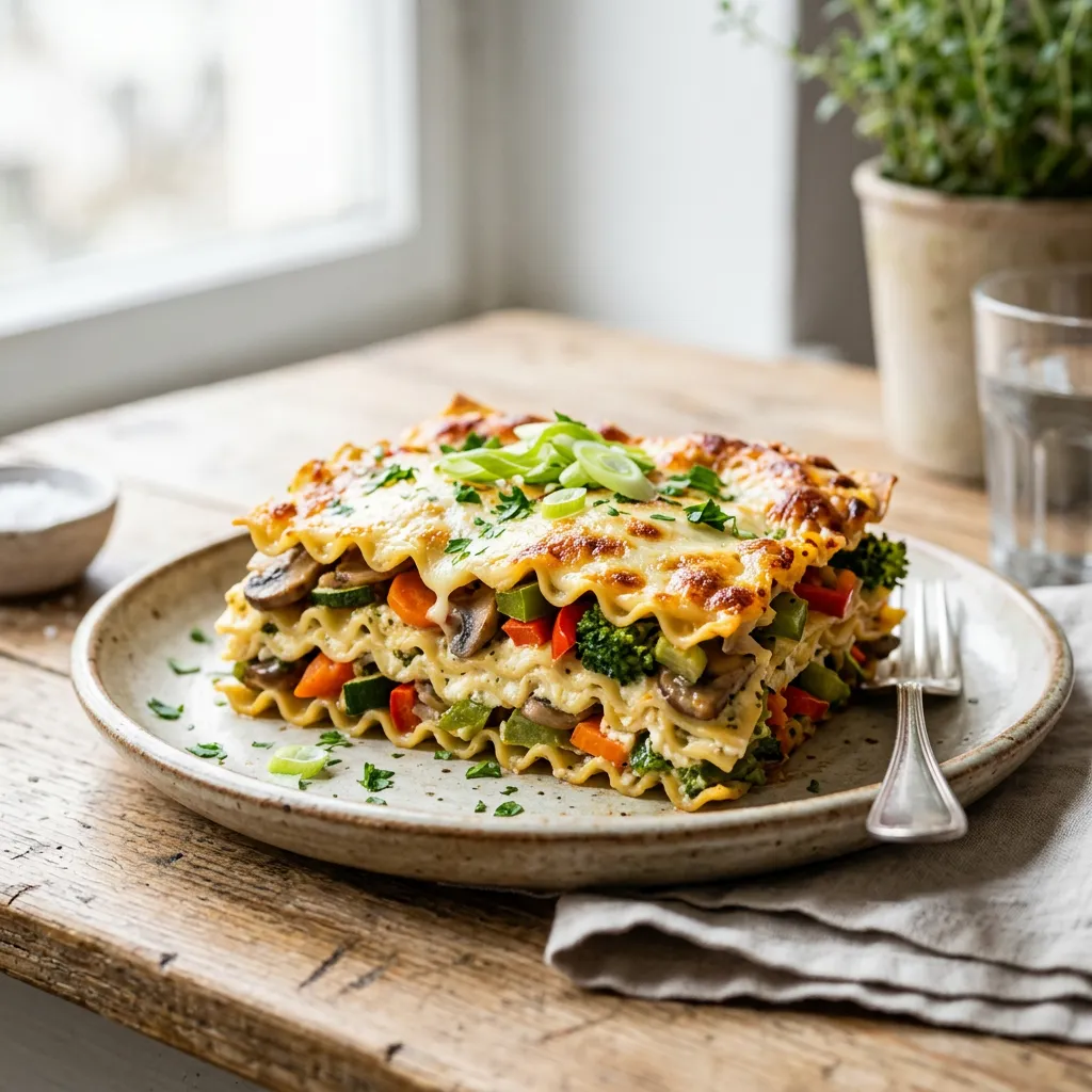Vegetable Lasagna With Alfredo Sauce