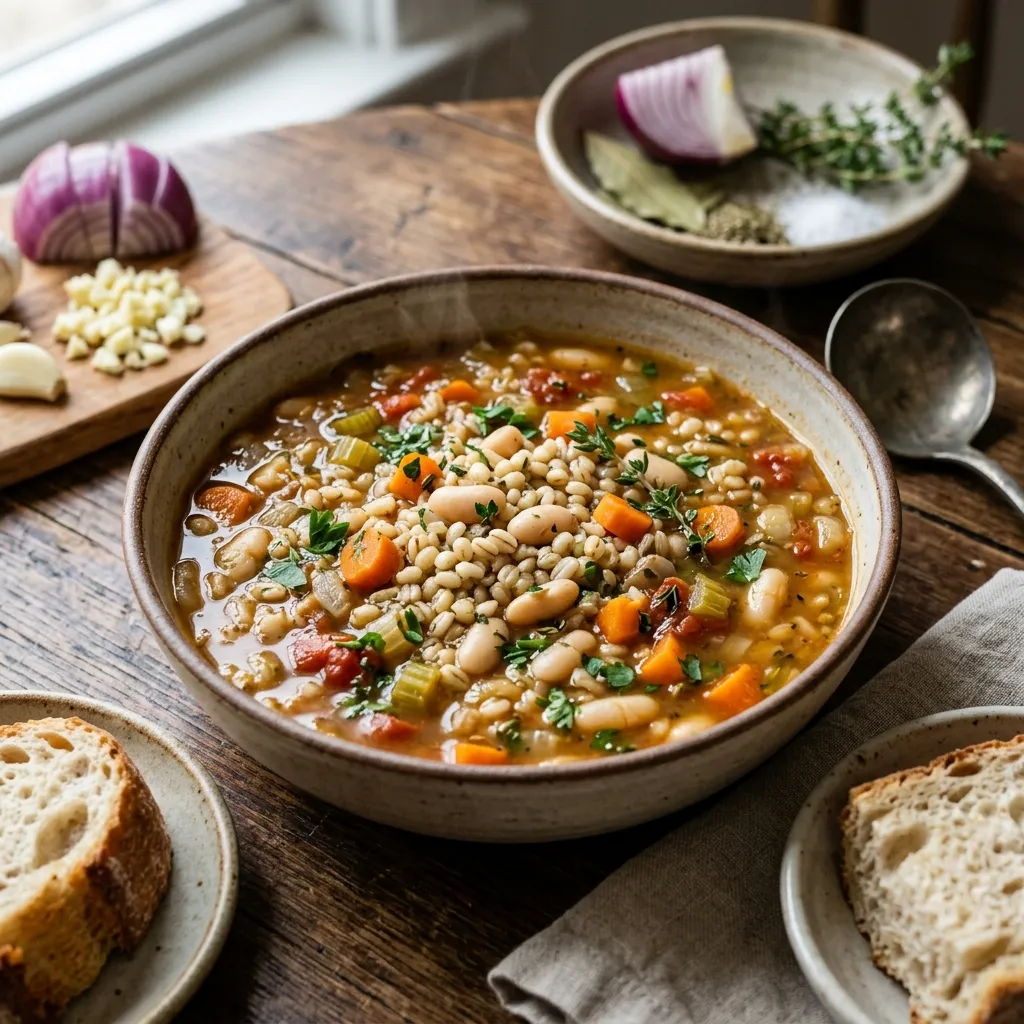 Vegetarian Bean and Barley Vegetable Soup
