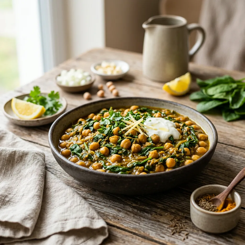 Vegetarian Chana Masala With Spinach
