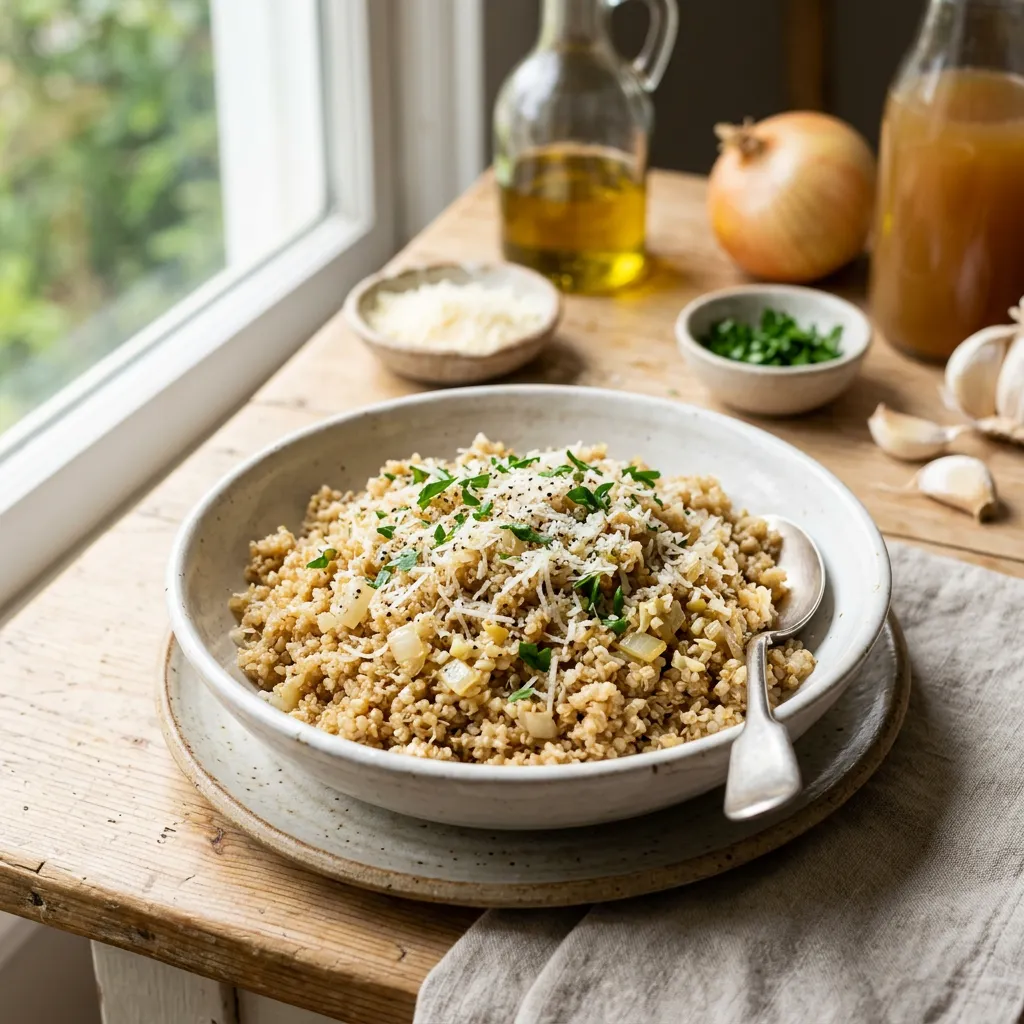 Vegetarian Garlic and Parmesan Cheese Quinoa