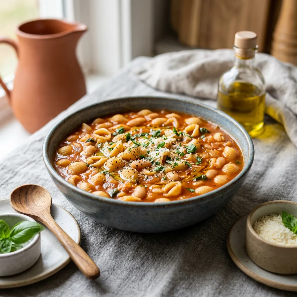 Vegetarian Pasta e Fagioli With White Beans and Basil Recipe