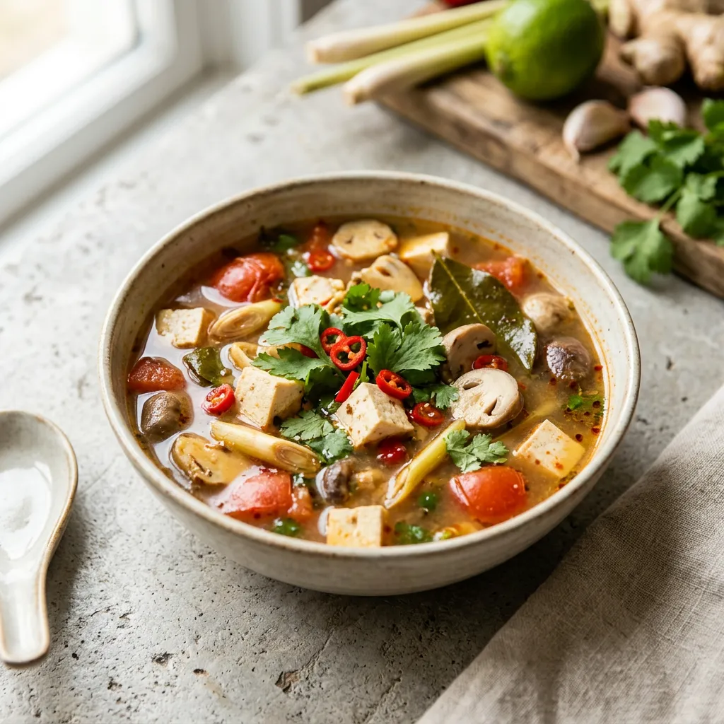 Vegetarian Tom Yum Soup (Hot and Sour Soup)