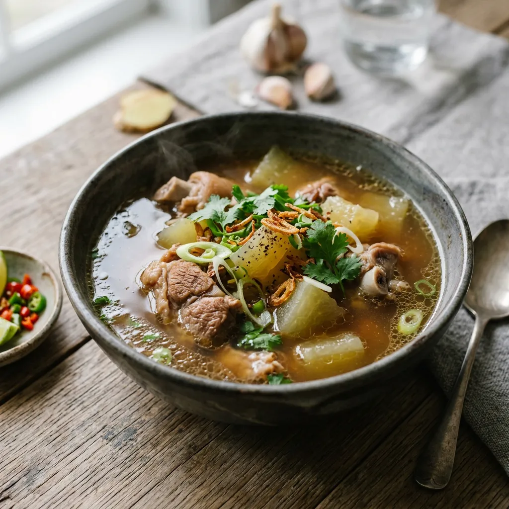 Vietnamese Pork Bone and Green Papaya Soup (Canh Du Du)