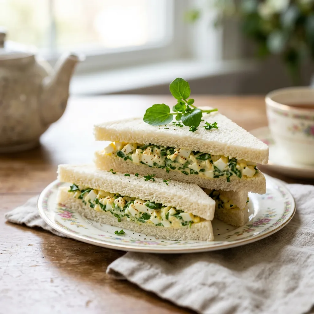 Watercress Egg Salad Tea Sandwiches